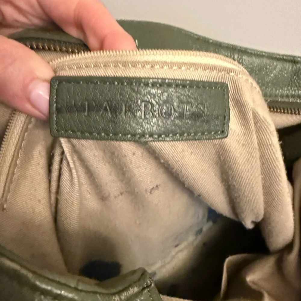 Talbots Olive Green Leather Hobo Shoulder Bag